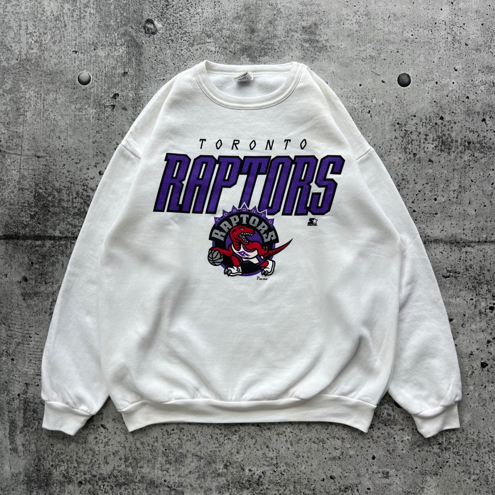 Vintage Toronto Raptors Sweatshirt Mens Large White Starter 1994 NBA Basketball